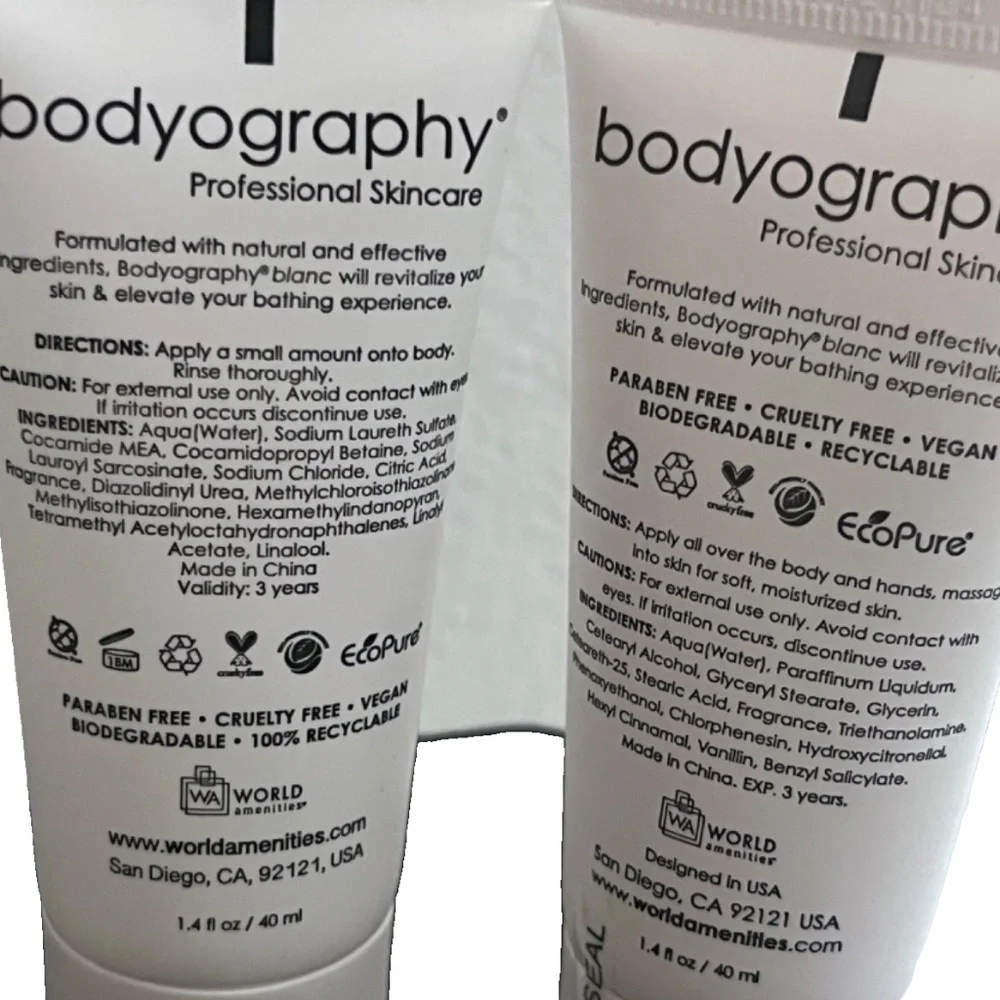 COPY - Bodyography Travel Size VEGAN Shampoo/Conditioner/Body Lotion/Wash/Soap